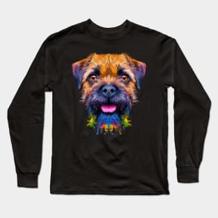 Adorable Border Terrier Dog Artwork Long Sleeve T-Shirt